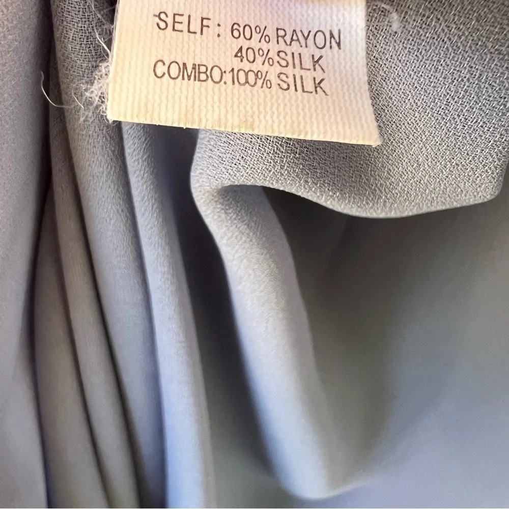 SILK VINTAGE OVERLAY OMBRÉ GRAY SILVER  PRINT DRESS SIZE 8 KAY UNGER LUXURY